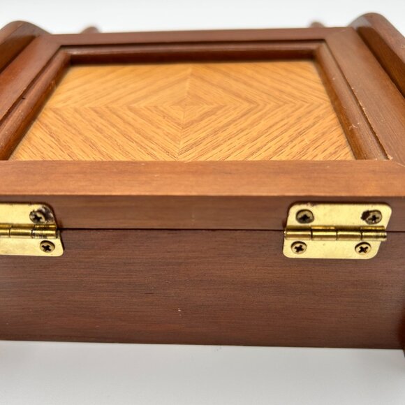 Vintage MCM Gentleman's Dresser Valet Wood Vanity Box Jewelry Storage Tray Caddy - Picture 8 of 15